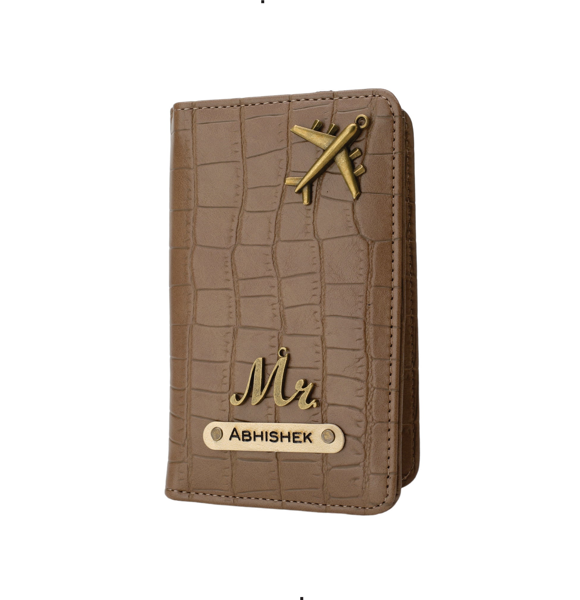 Personalized Self –Textured Passport Cover (Brown)