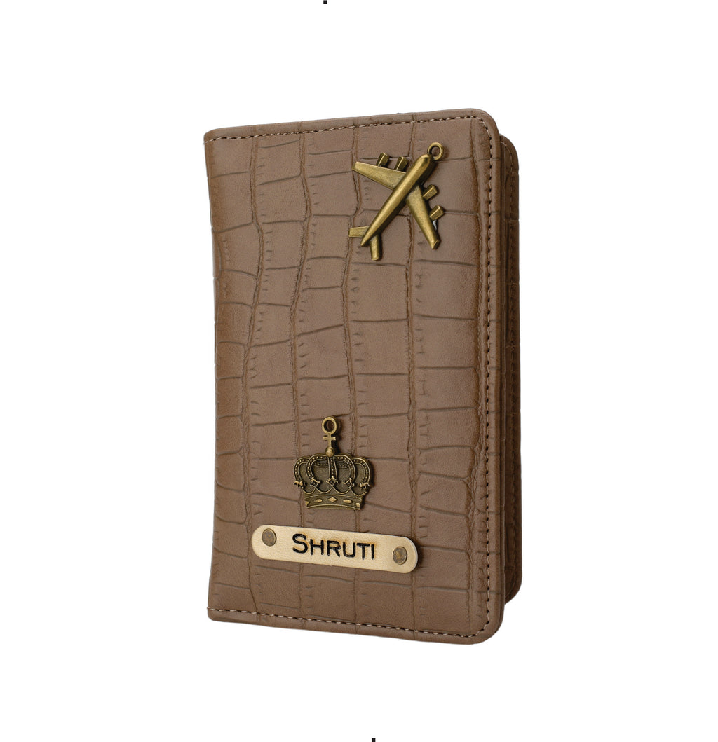 Personalized Self –Textured Passport Cover (Brown)