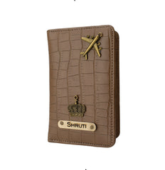 AICA Personalized Name & Charm Self –Textured Leather Passport Cover for Men & Women (Brown)