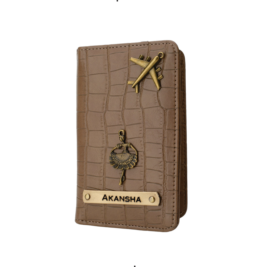 Personalized Self –Textured Passport Cover (Brown)