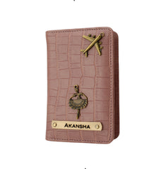 AICA Personalized Name & Charm Self –Textured Leather Passport Cover (NudePink)