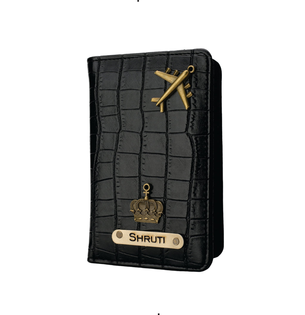 Personalized Self –Textured Passport Cover (Black)