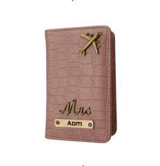 AICA Personalized Name & Charm Self –Textured Leather Passport Cover (NudePink)