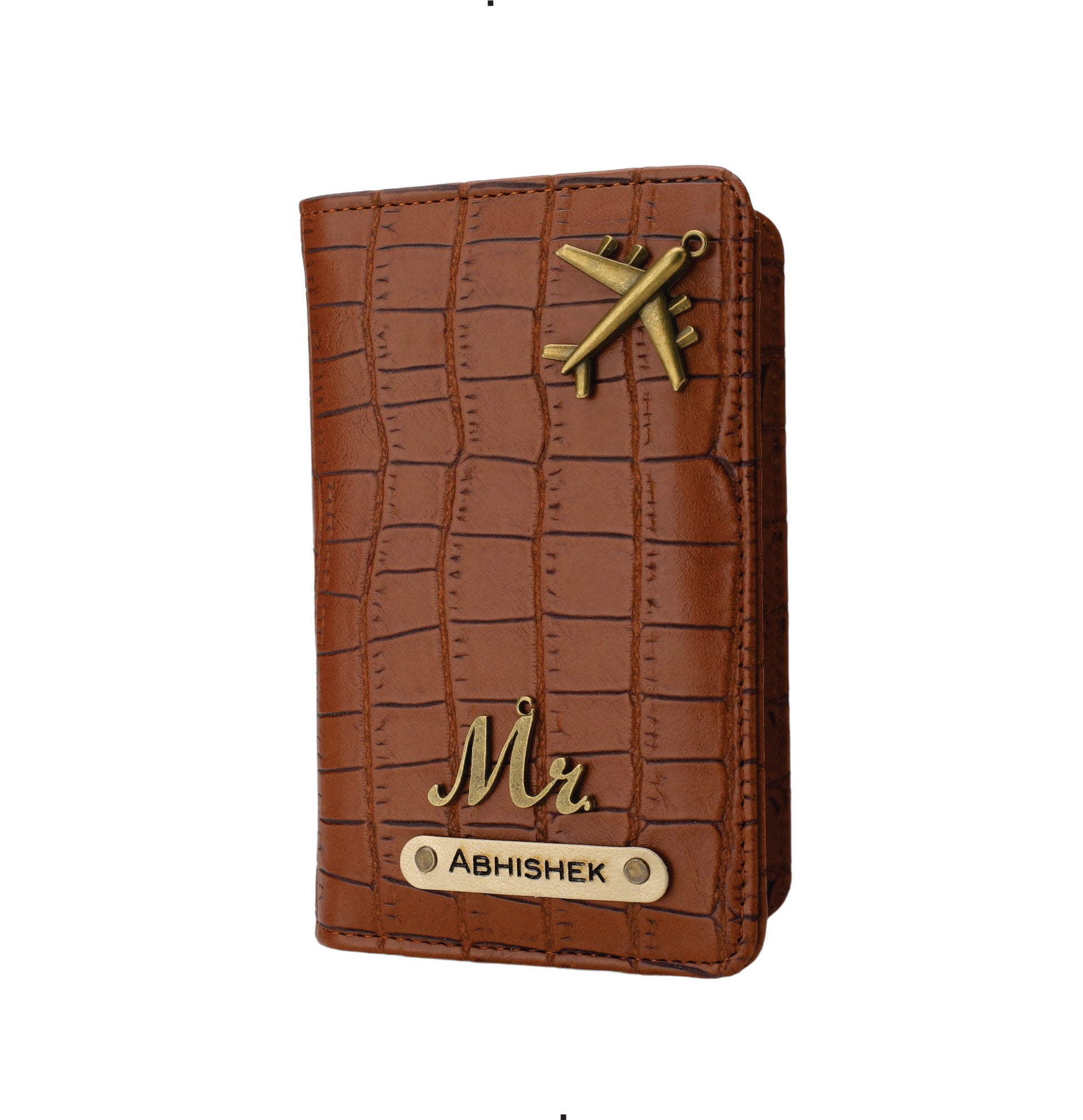 Personalized Self –Textured Passport Cover (TanBrown)
