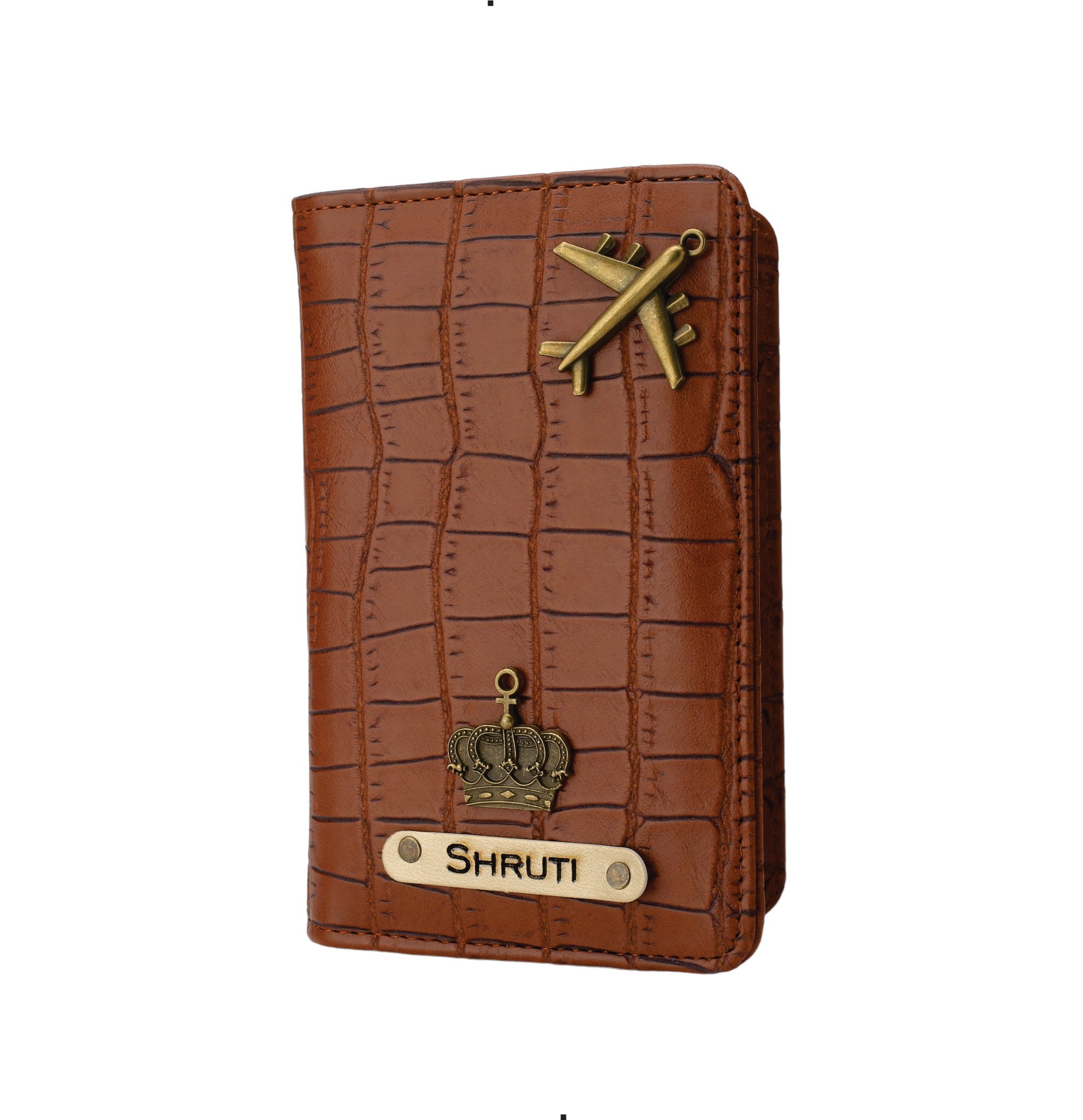 Personalized Self –Textured Passport Cover (TanBrown)