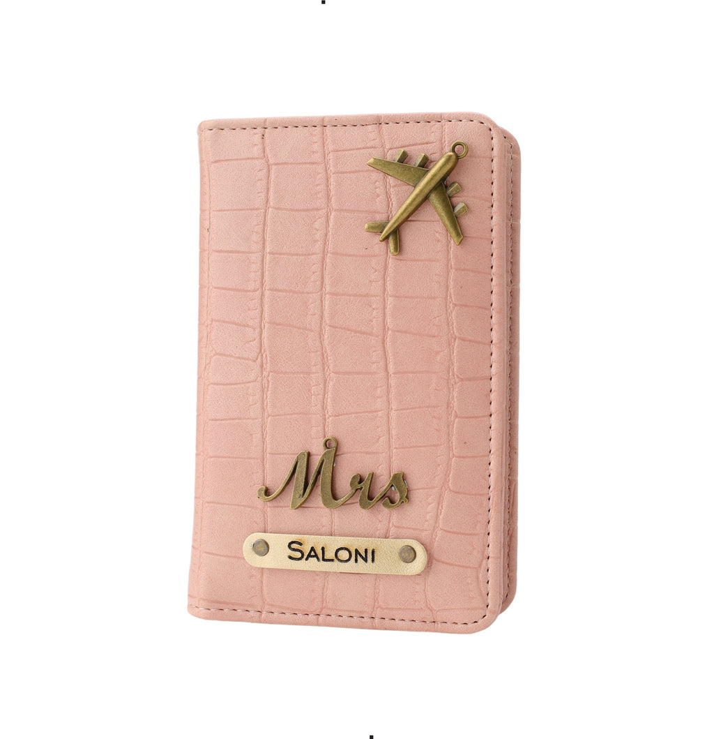 Personalized Self - Textured Passport Cover (BabyPink)