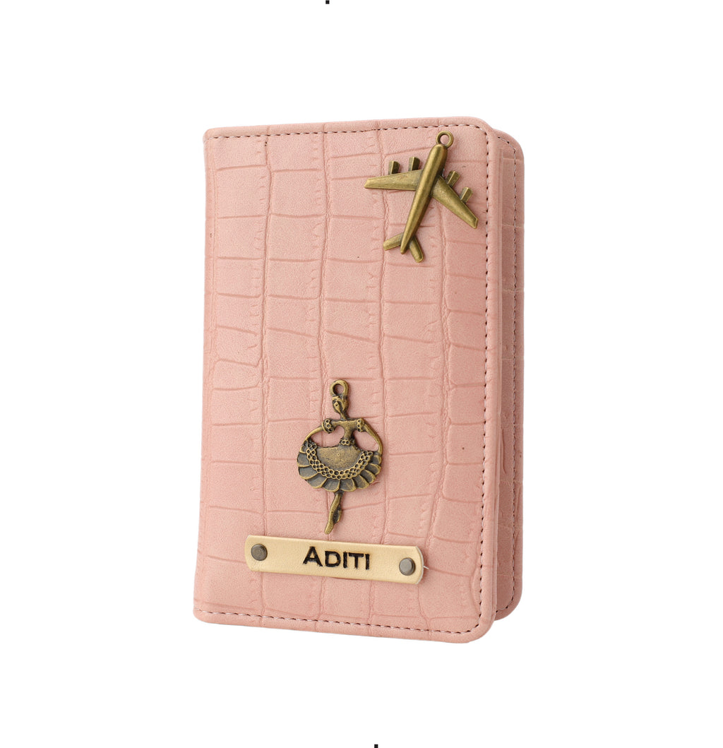 Personalized Self - Textured Passport Cover (BabyPink)