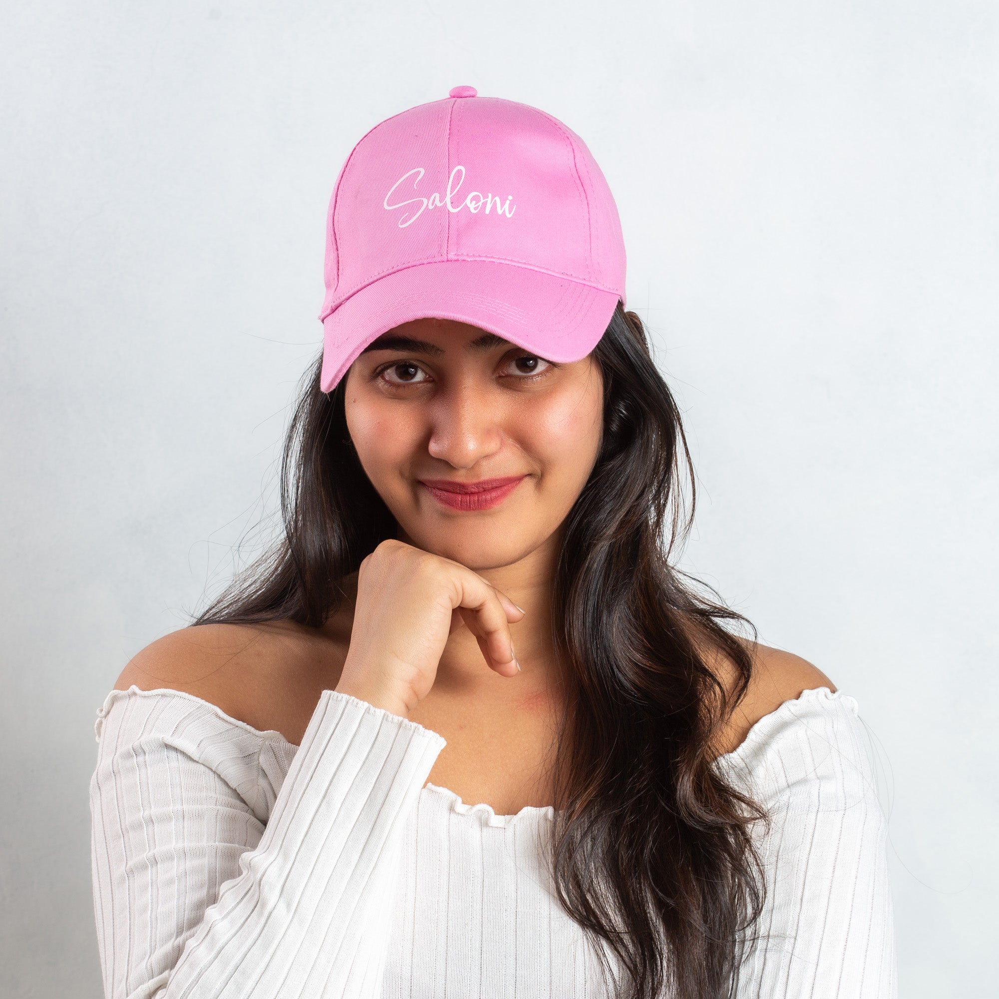 Personalised Cotton Cap - Free Size (Pink)