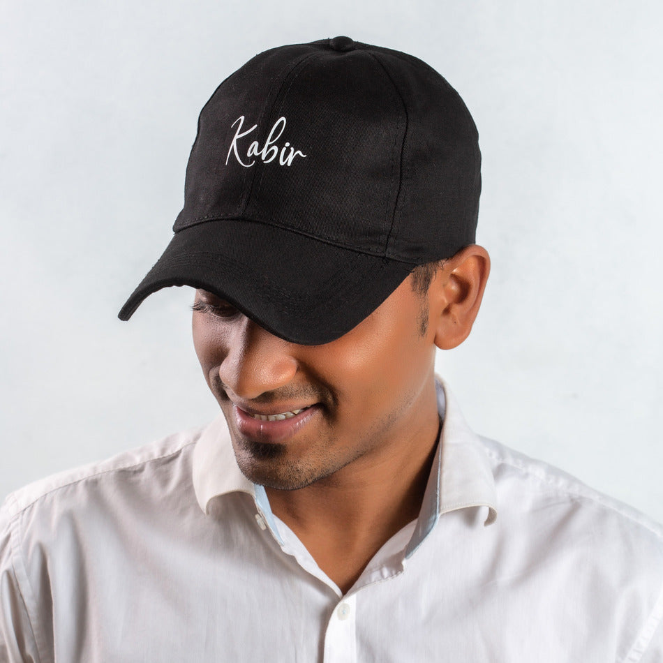 Personalised Cotton Cap – Free Size ,Black