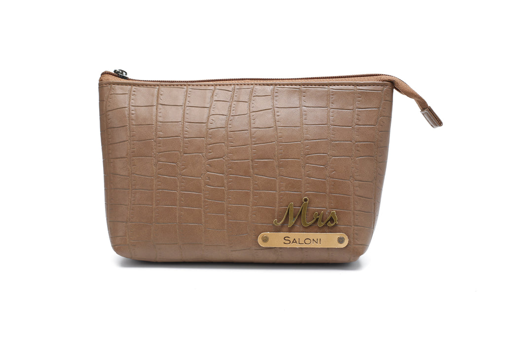 Personalized Toiletry Pouch  – Brown