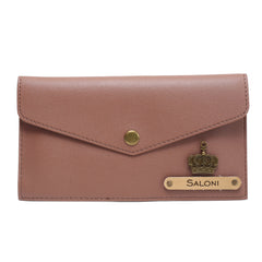 AICA Personalised Name & Charm Leather Wallet Gift for Women (Bedge Brown)