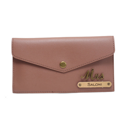 AICA Personalised Name & Charm Leather Wallet Gift for Women (Bedge Brown)