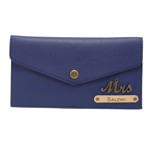 AICA Personalised Name & Charm Leather Wallet Gift for Women (NavyBlue)