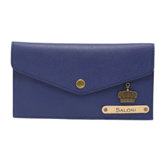 AICA Personalised Name & Charm Leather Wallet Gift for Women (NavyBlue)