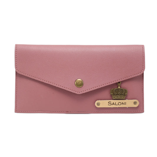 AICA Personalised Name & Charm Leather Wallet Gift for Women (Nude Pink)