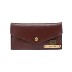 AICA Personalised Name & Charm Leather Wallet Gift for Women (Dark Brown)