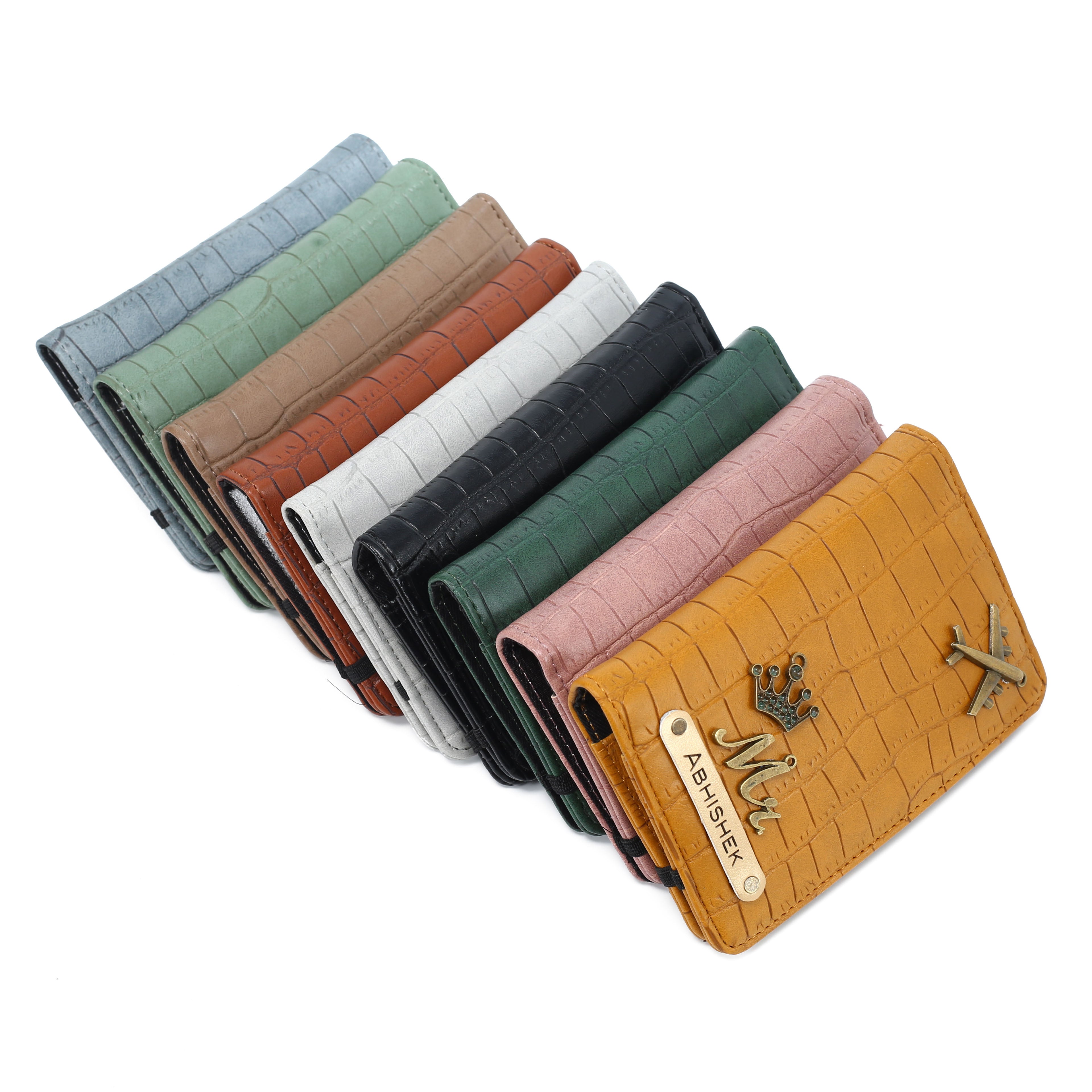 Personalized Self –Textured Passport Cover (MintGreen)