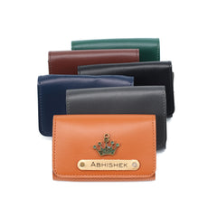 AICA Personalized Name & Charm – Small Pocket Size Leather Credit Debit Visiting Card Holder Wallet Case for Men & Women (DarkGreen)