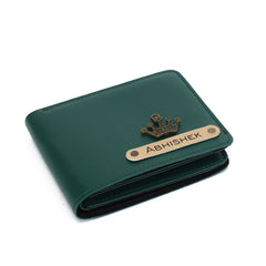 AICA Personalised Name & Charm Mens Leather Wallet (DarkGreen)