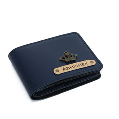 AICA Personalized Name & Charm Leather Wallet for Men (NavyBlue)