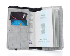 AICA Personalized Name & Charm Self -Textured Leather Passport Cover (BabyGrey)