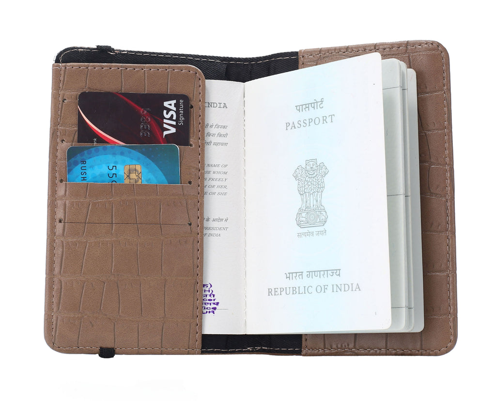 Personalized Self –Textured Passport Cover (Brown)