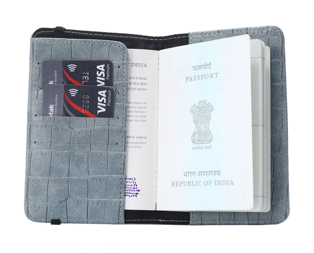 Personalized Self –Textured Passport Cover (DarkGrey)