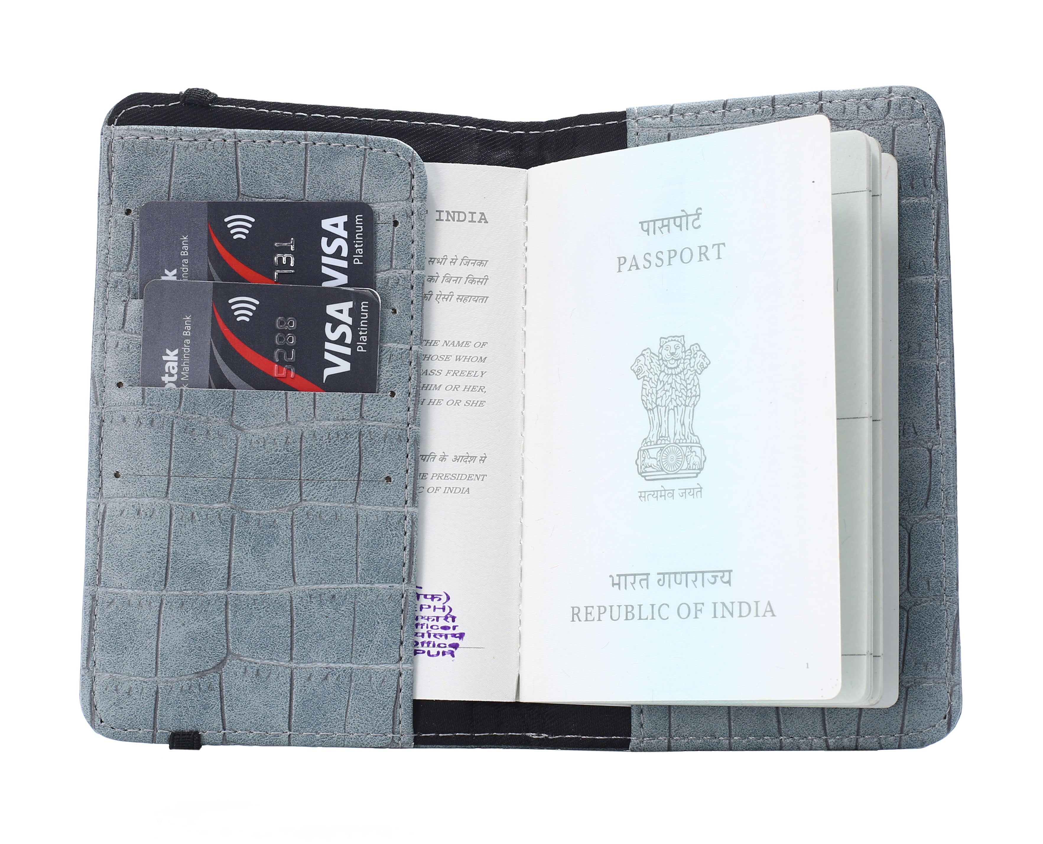 Personalized Self –Textured Passport Cover (DarkGrey)
