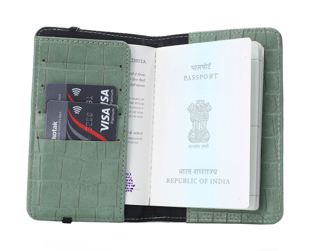 Personalized Self –Textured Passport Cover (MintGreen)