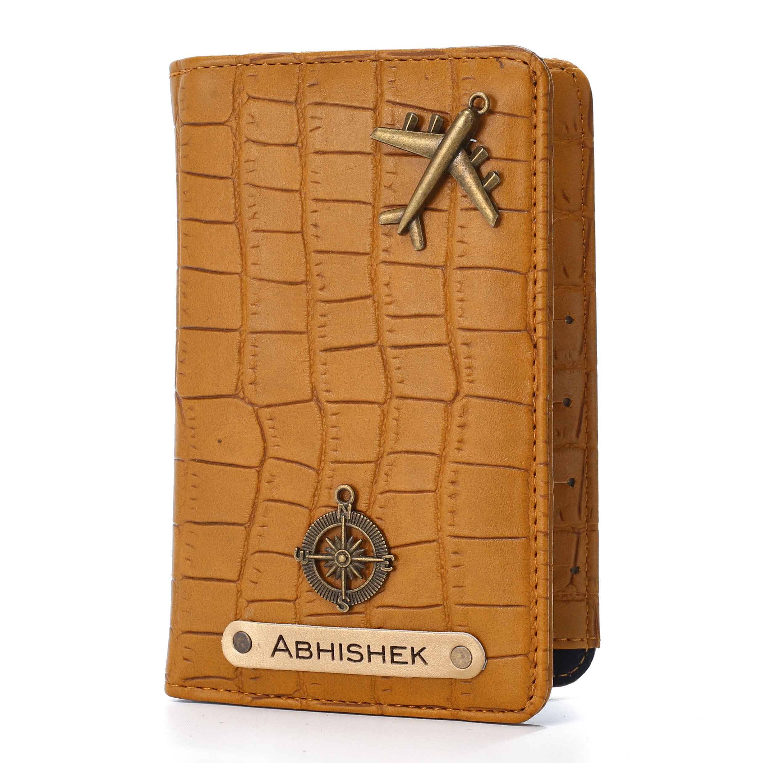Personalized Self - Textured Passport Cover (Yellow)
