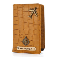 AICA Personalized Name & Charm Self - Textured Leather Passport Cover (Yellow)