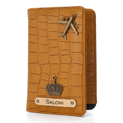 AICA Personalized Name & Charm Self - Textured Leather Passport Cover (Yellow)