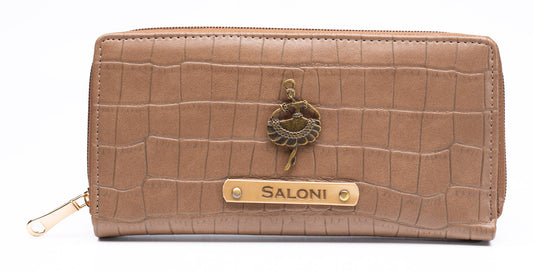 AICA Personalized Name & Charm Womens Leather Wallet - Brown