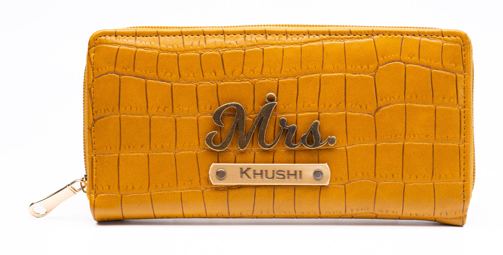 Personalized Self -Textured Womens Wallet - Yellow