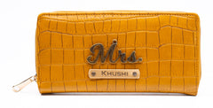 AICA Personalized Name & Charm Womens Leather Wallet - Yellow