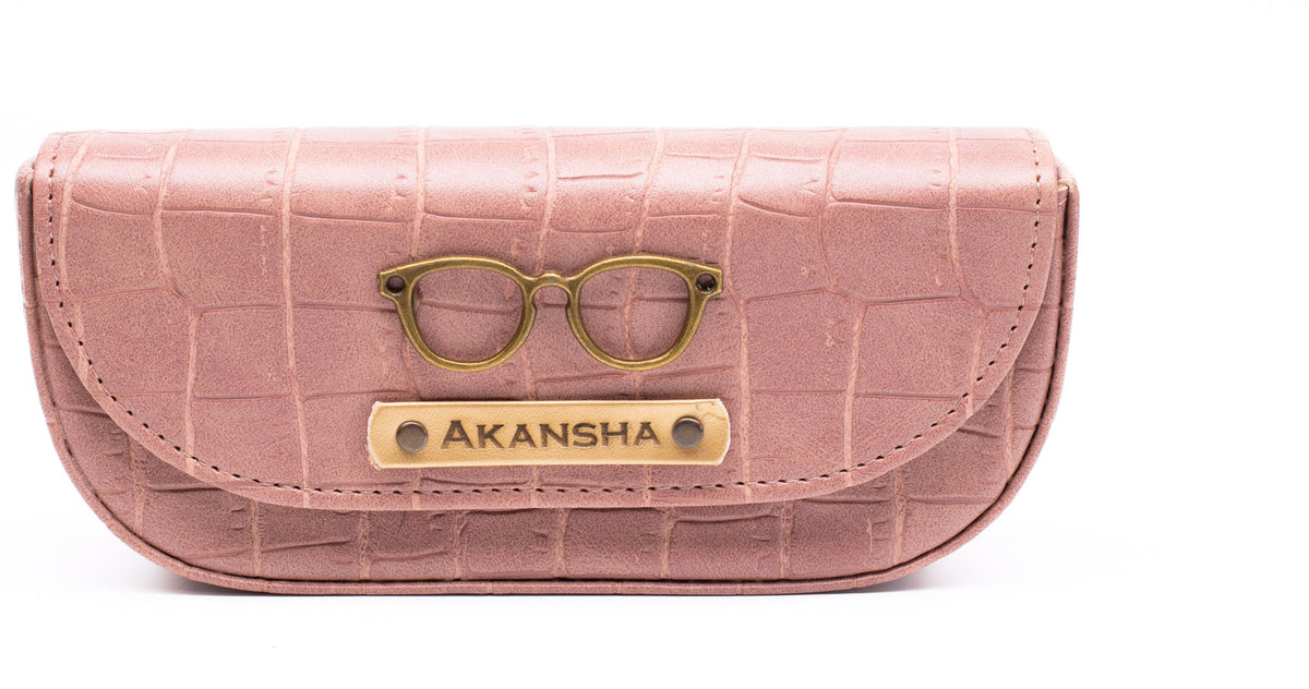 AICA Personalized Name & Charm Sunglasses Case for Men & Women (NudePink)