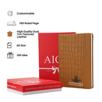 Personalized Leather Notebook Diary -A5 Size, 180 Ruled Pages (Yellow)