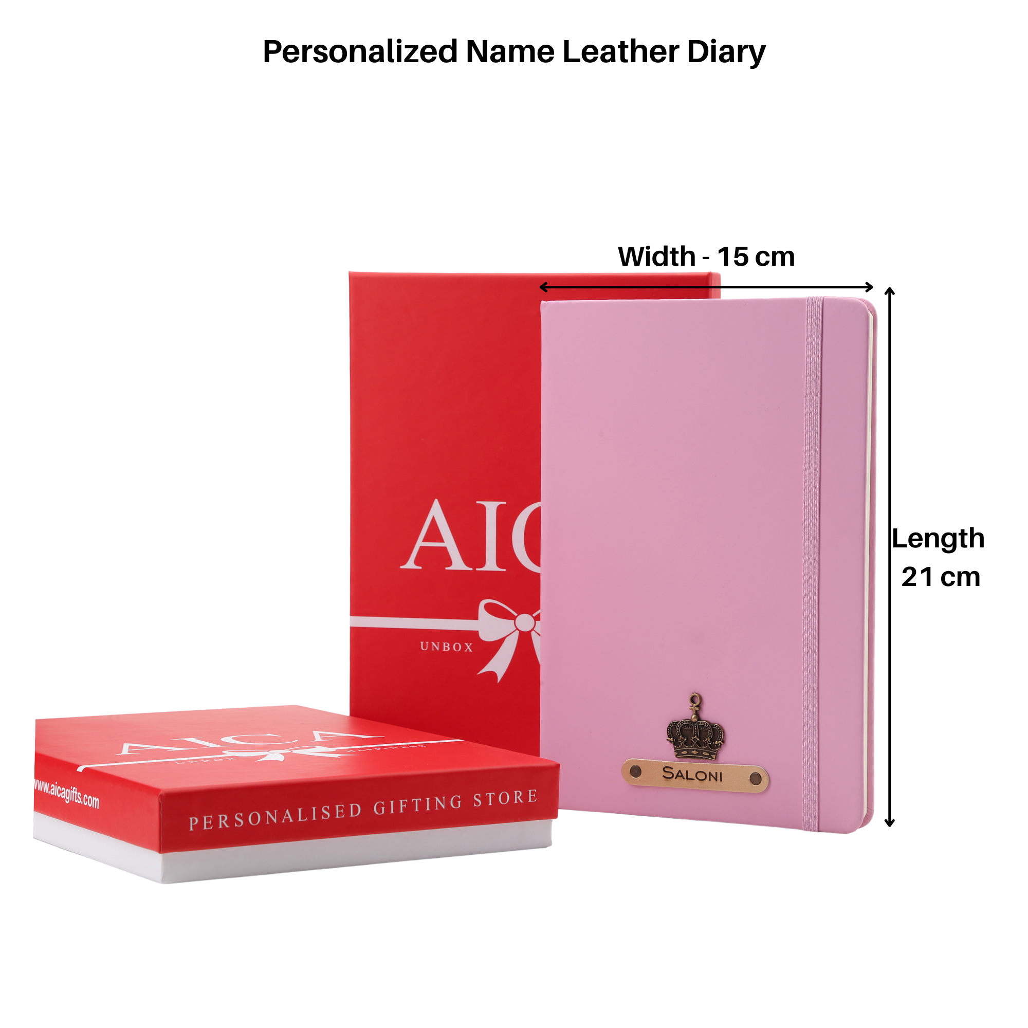 Personalized Diary -A5 Size, 180 Ruled Pages (BabyPink)