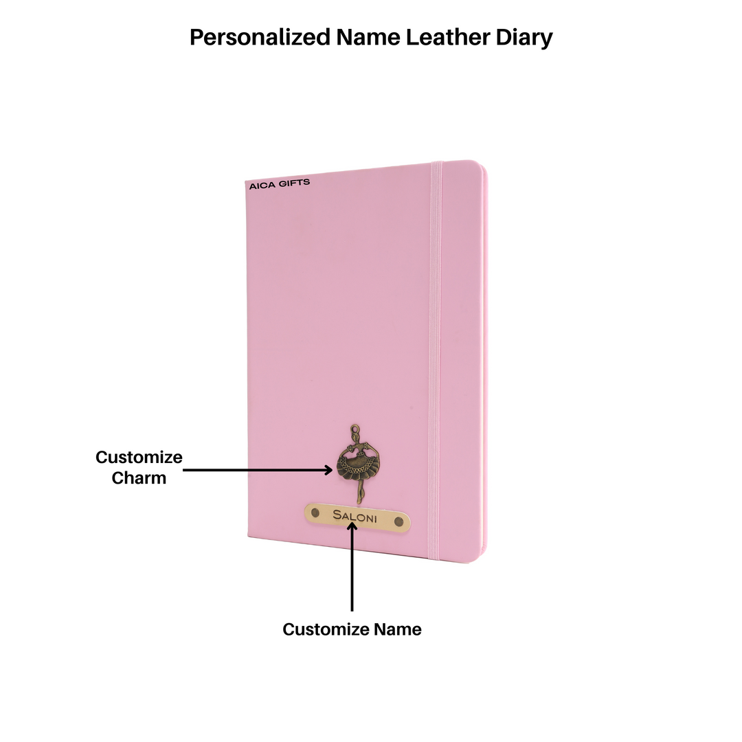 Personalized Diary -A5 Size, 180 Ruled Pages (BabyPink)