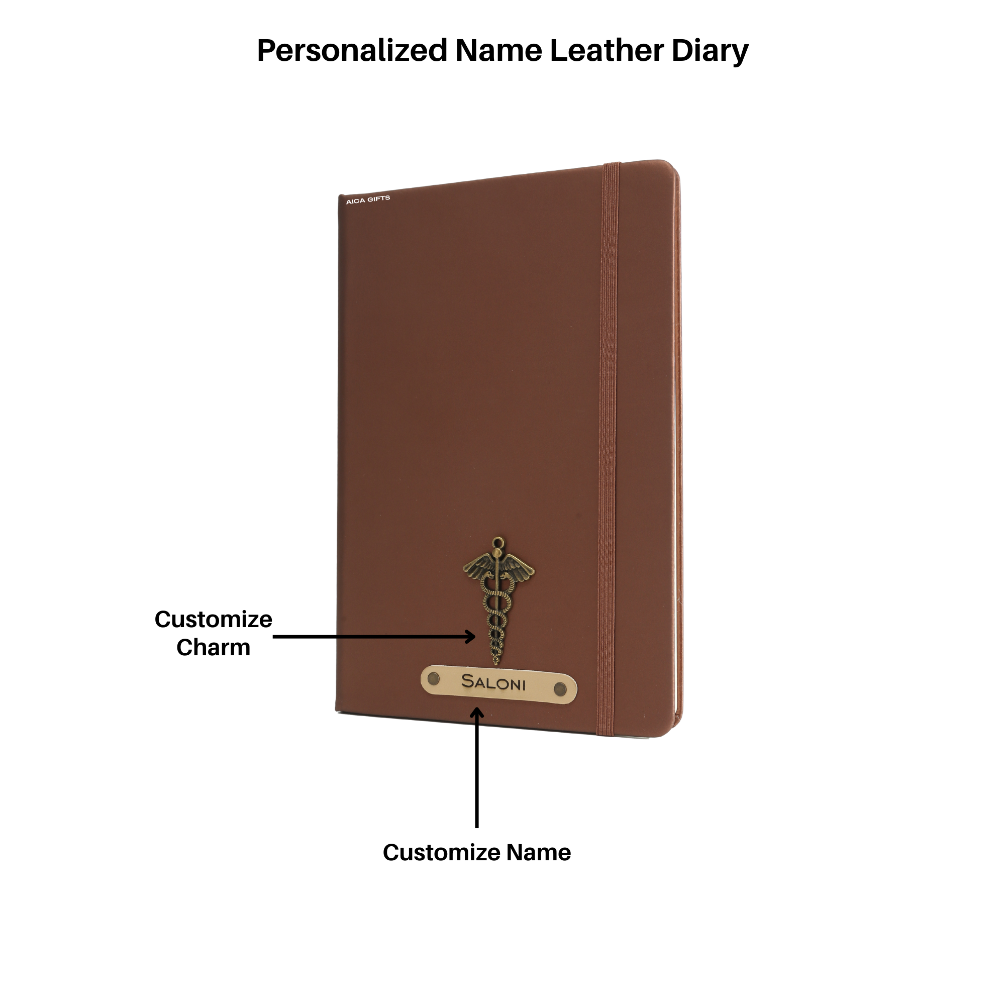 Personalized Diary -A5 Size, 180 Ruled Pages (Dark Brown)