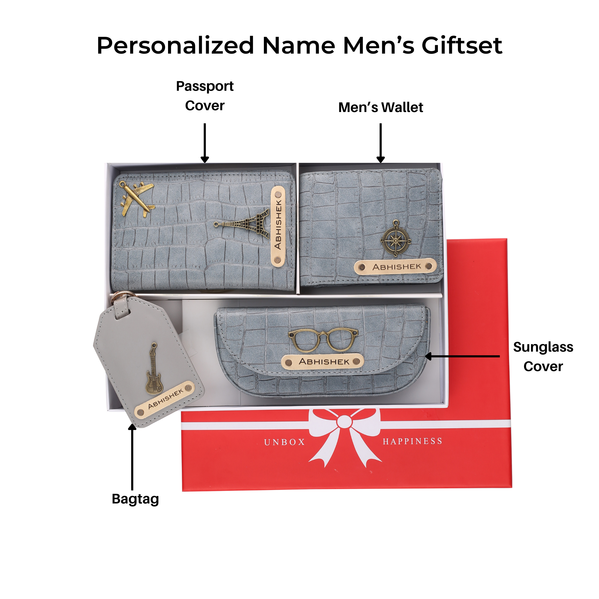 Personalized Self-Textured Mens GiftSet (Darkgrey)