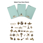AICA Personalized Name & Charm Leather Notebook Diary -A5 Size, 180 Ruled Pages (Mint Green)
