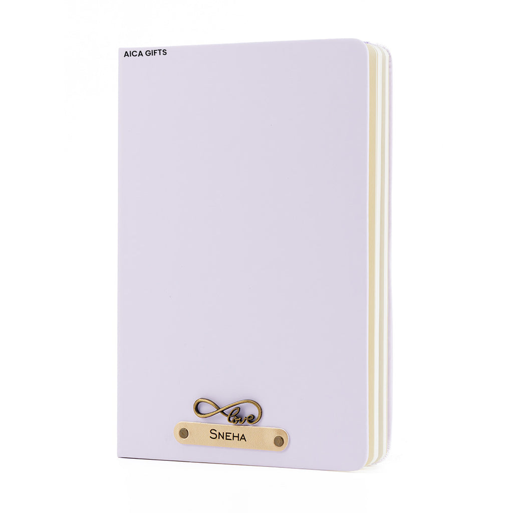 Personalized Name Leather Diary -A5 Size, 180 Ruled Pages (Purple)