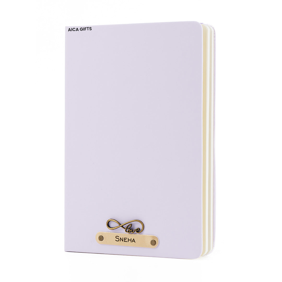 Personalized Name Leather Diary -A5 Size, 180 Ruled Pages (Purple)