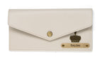 AICA Personalized Name & Charm Leather Wallet Gift for Women (Cream)