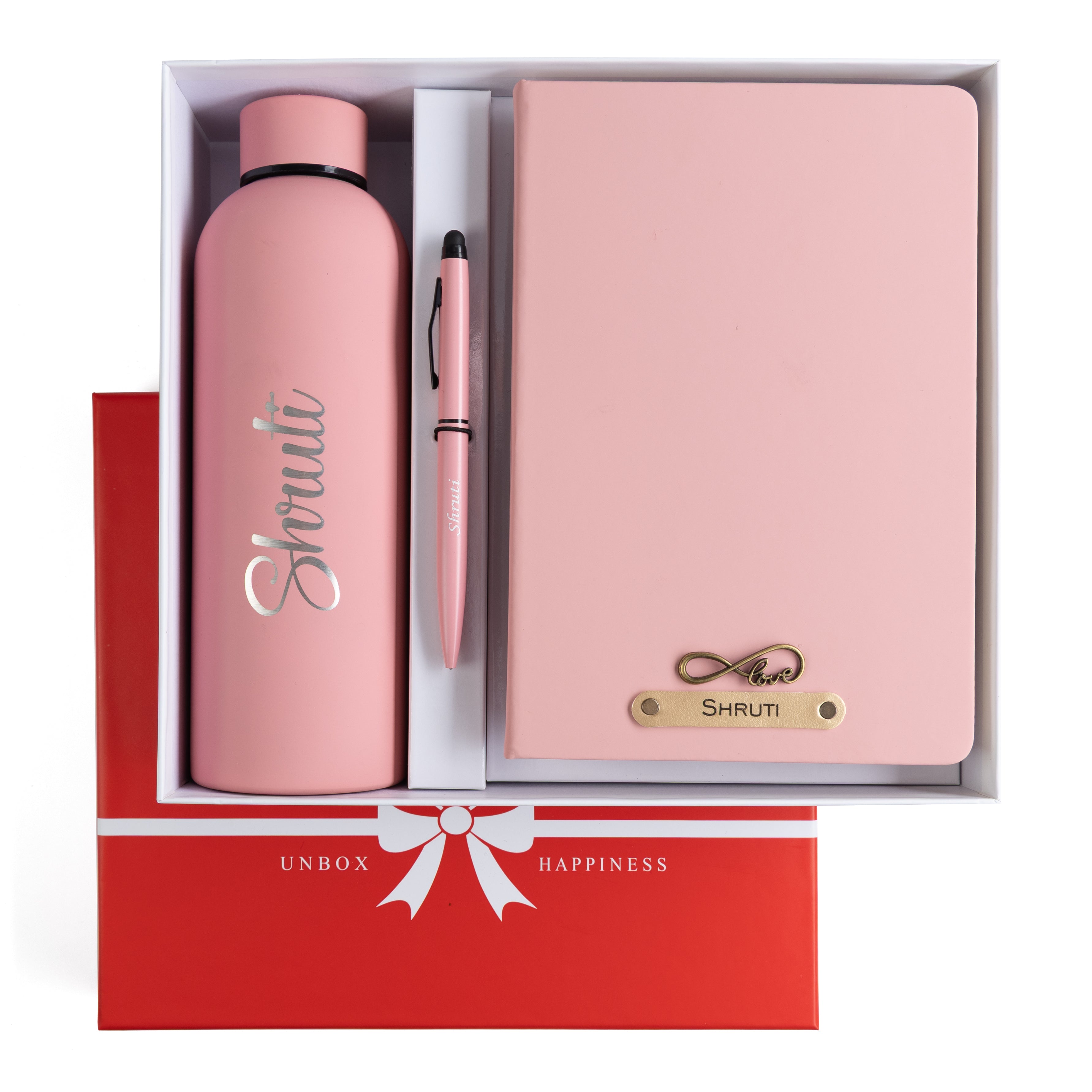 Personalized-  Pen Bottle Diary Combo Giftset - Nudepink