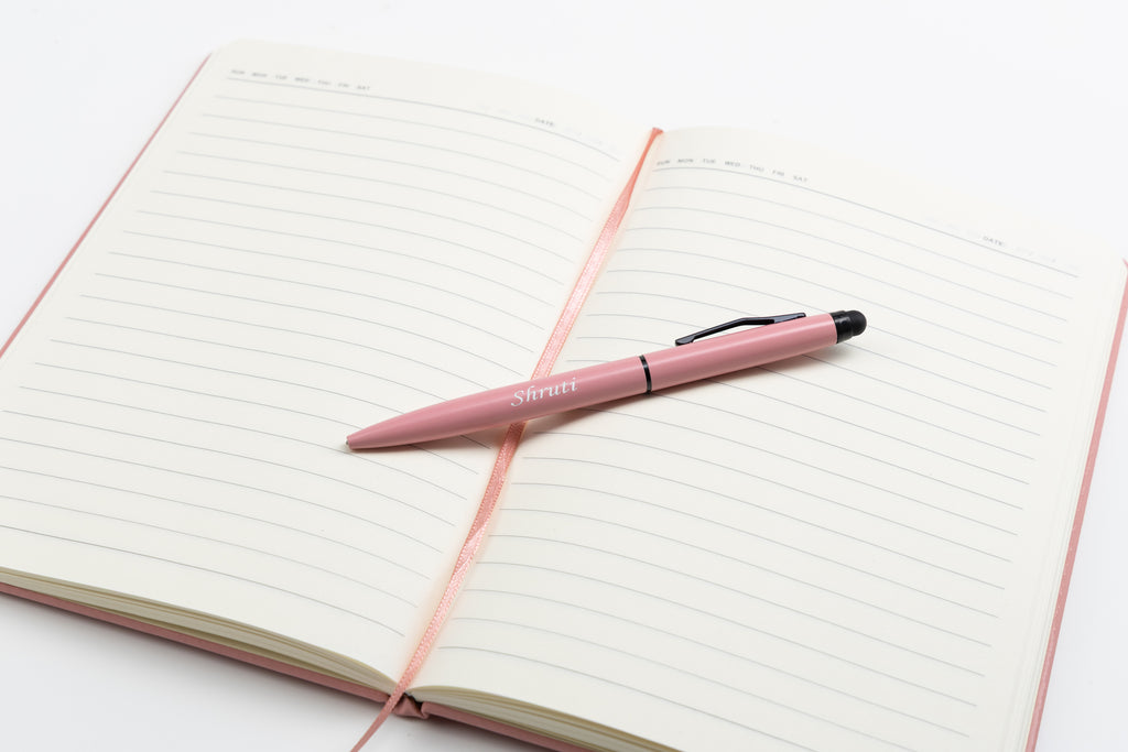 AICA Gifts Personalized Pens with Name Engraved Roller Ball Pen (Nude Pink)