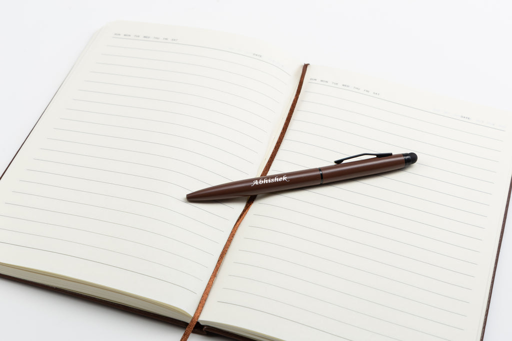 AICA Gifts Personalized Pens with Name Engraved Roller Ball Pen (Brown)