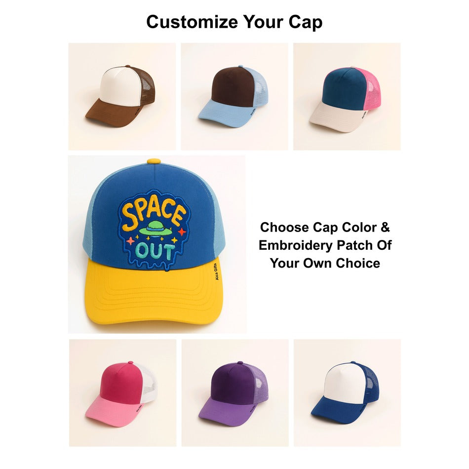 AICA Personalized Trucker Half Mesh Baseball Cap with Custom Patch Adjustable Snapback Hat for Men Women