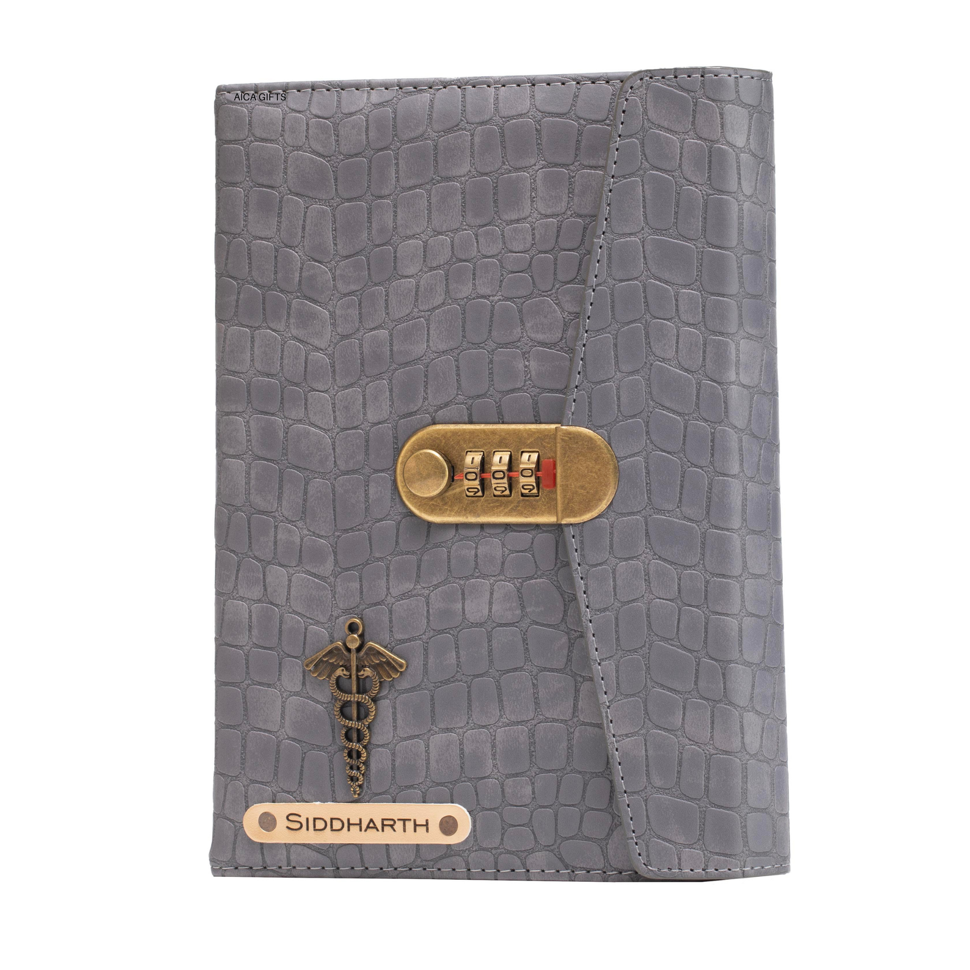 Personalized Lock Diary – A5 Size 230 Pages (Grey)